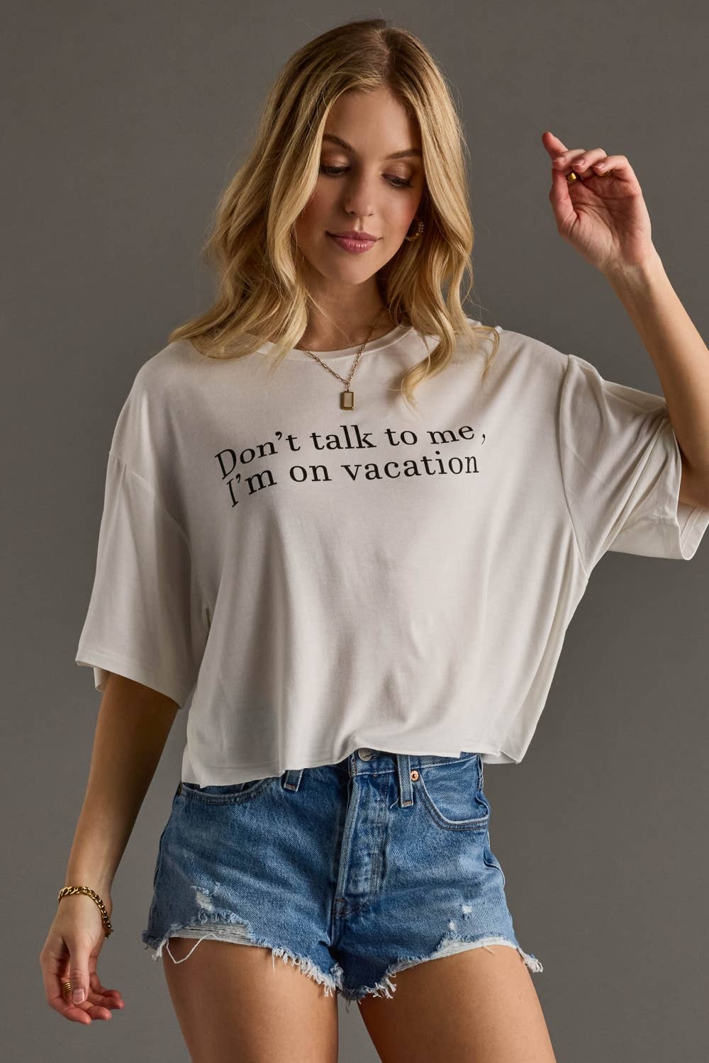 Don't Talk To Me I'm On Vacation Cropped Tee