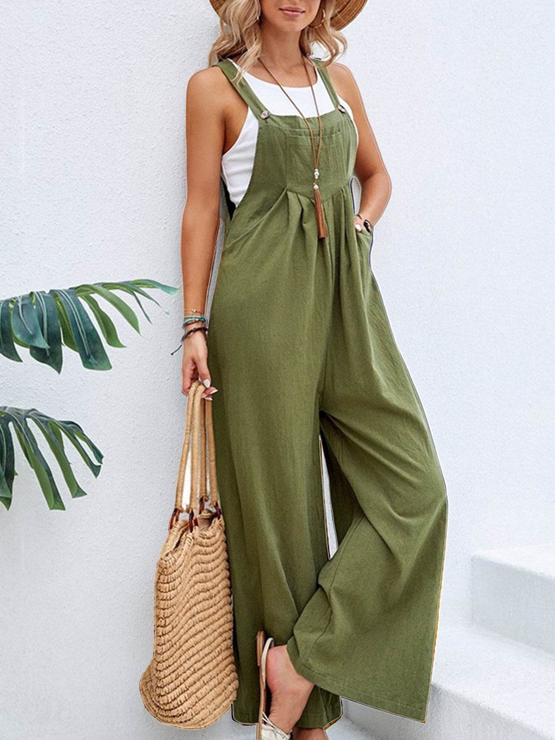 Full Size Square Neck Wide Strap Overalls - UnLaced Boutique