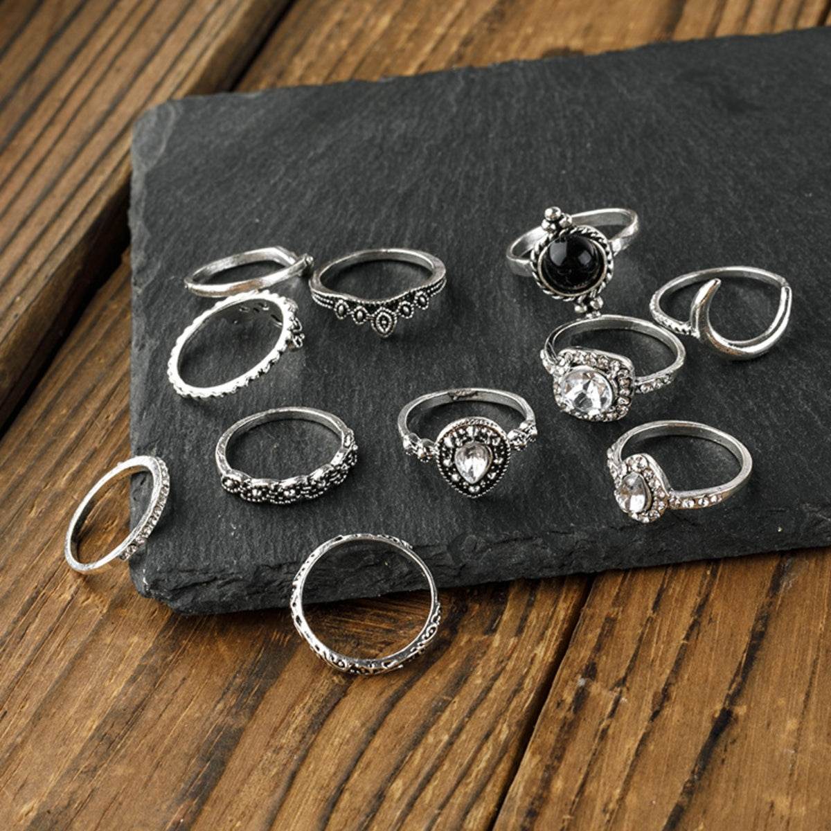 Alloy Synthetic Crystal 11-Piece Ring Set - UnLaced Boutique
