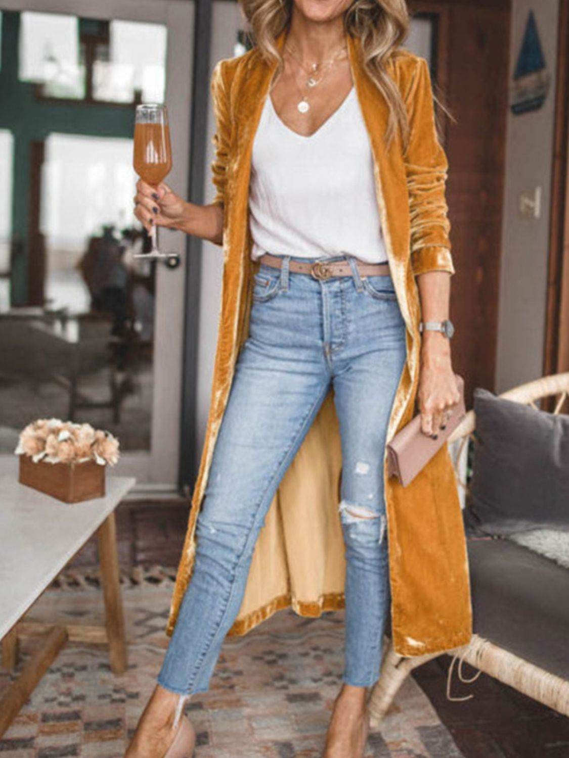 Open Front Long Sleeve Coat - UnLaced Boutique