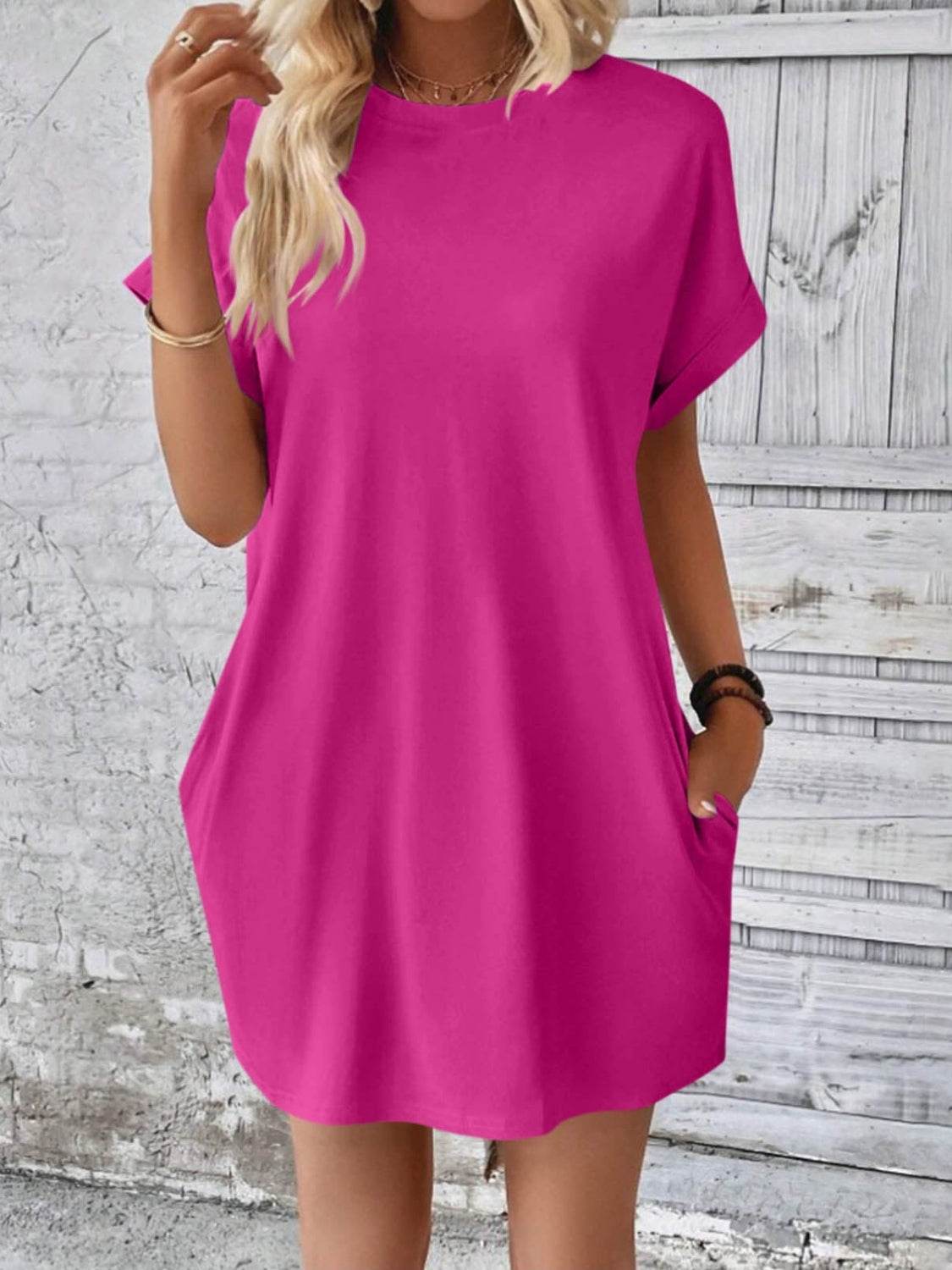 Round Neck Short Sleeve Mini Dress - UnLaced Boutique