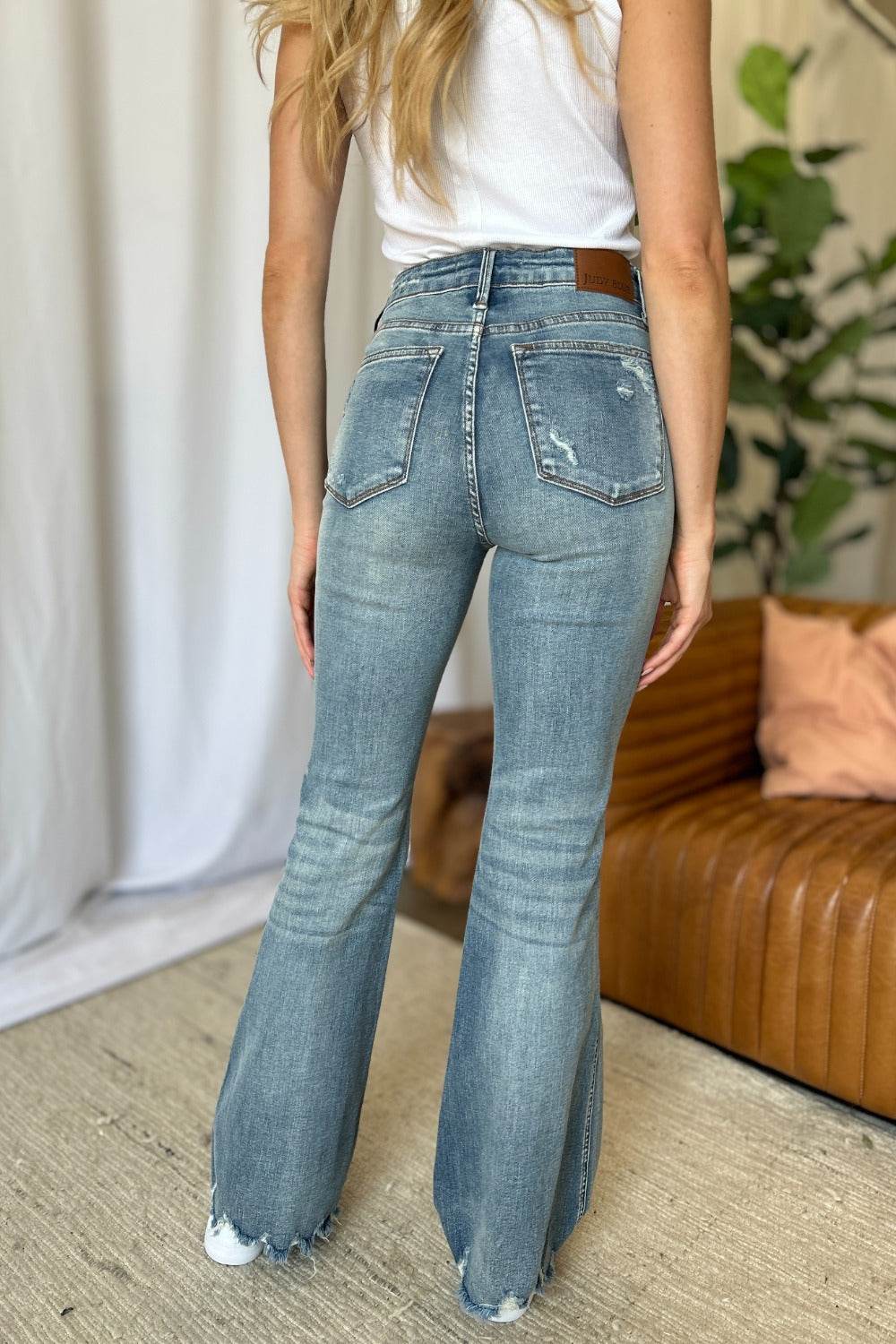 Judy Blue Full Size Medium Rise Tummy Control Destroy Flare - UnLaced Boutique