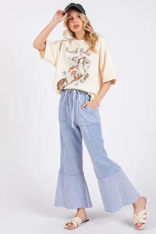 SAGE+FIG Vintage Washed Flared Panel Pants - UnLaced Boutique
