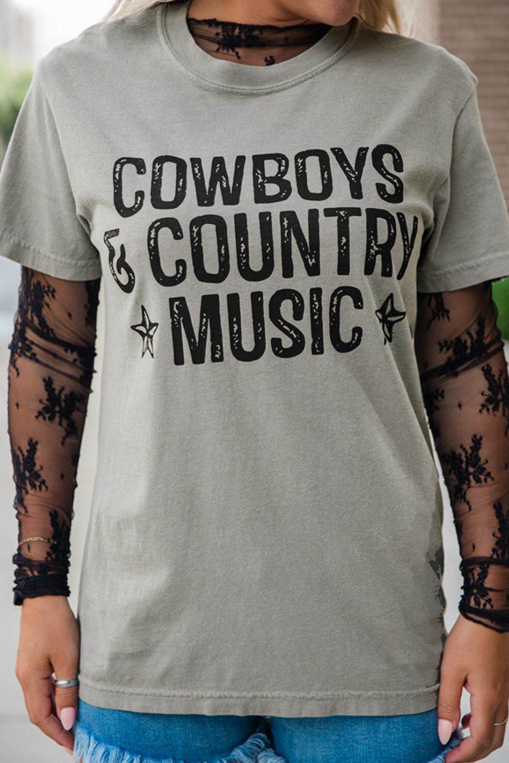 Letter Graphic Round Neck Short Sleeve T-Shirt - UnLaced Boutique