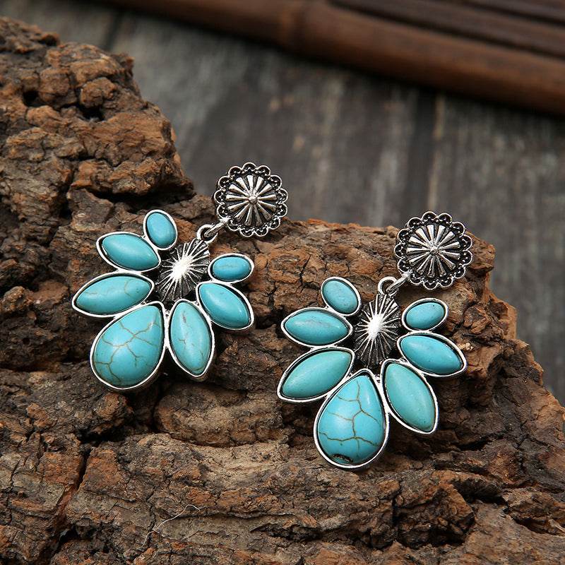 Artificial Turquoise Flower Earrings - UnLaced Boutique