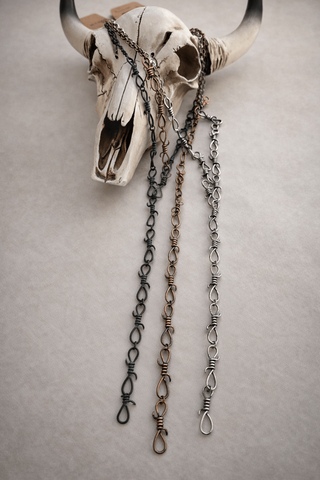 Barbed Wire Y Necklace Western Pendant Necklace - Patina Turquoise - UnLaced Boutique
