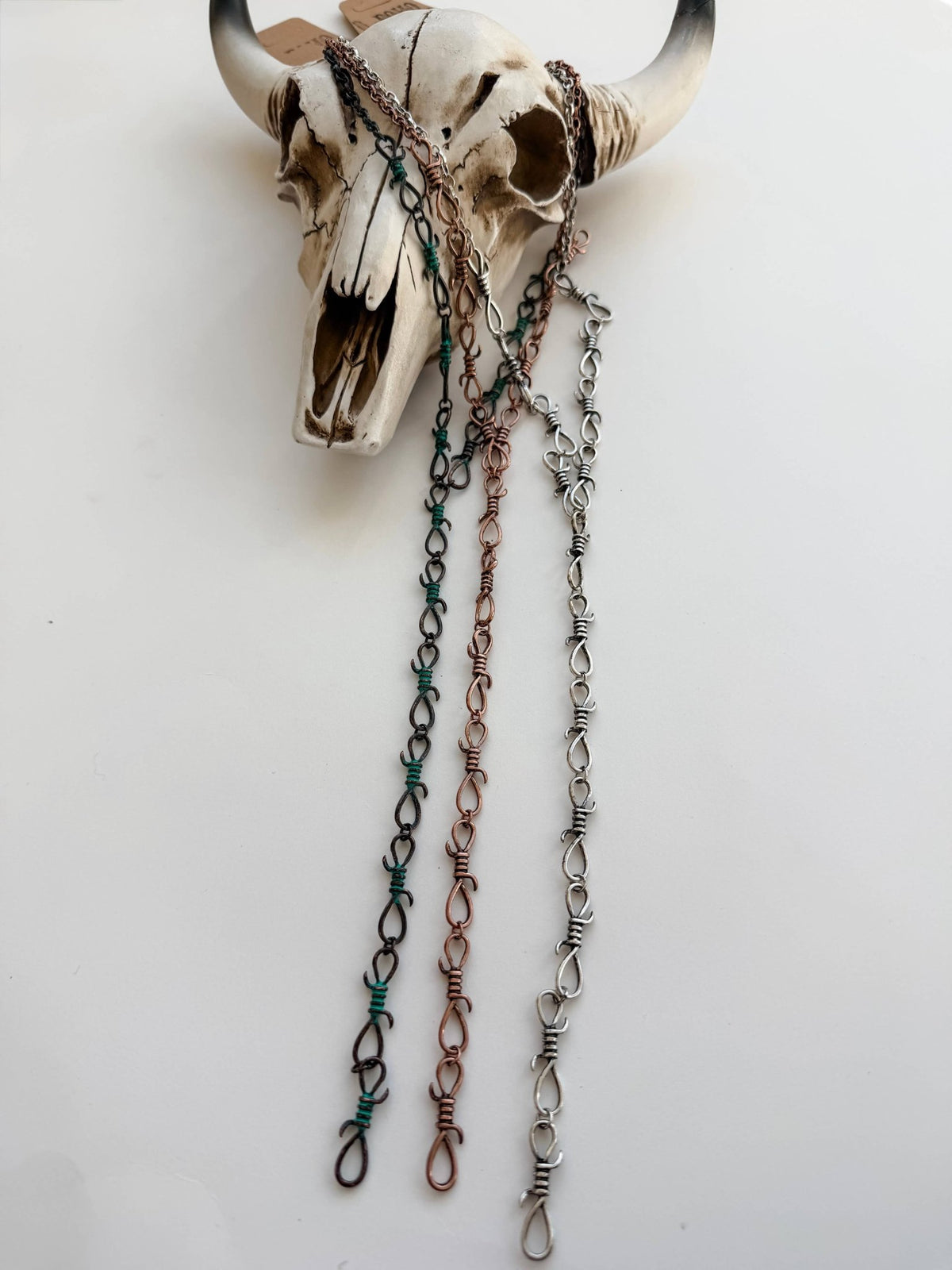 Barbed Wire Y Necklace Western Pendant Necklace - Silver - UnLaced Boutique