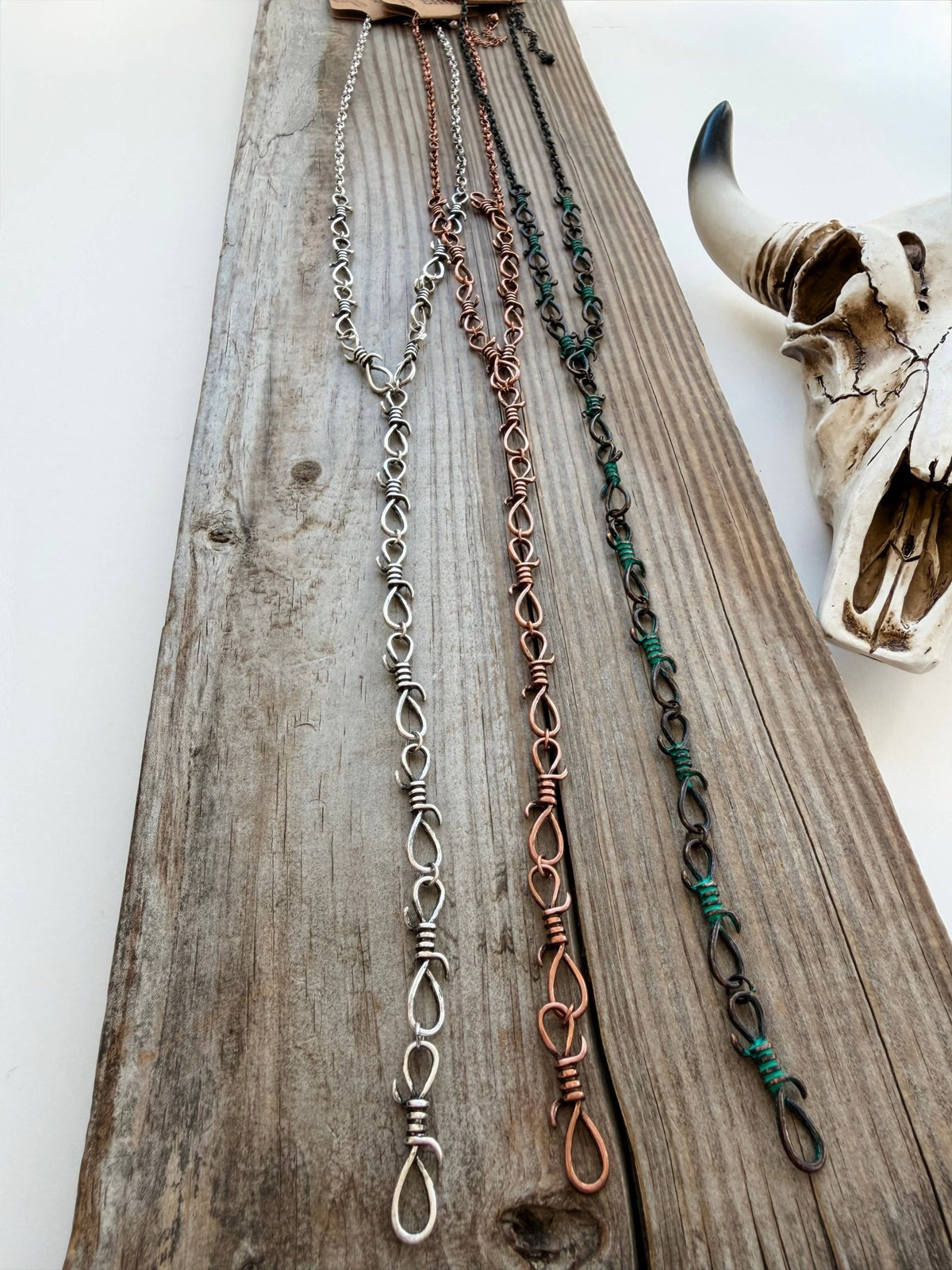 Barbed Wire Y Necklace Western Pendant Necklace - Silver - UnLaced Boutique