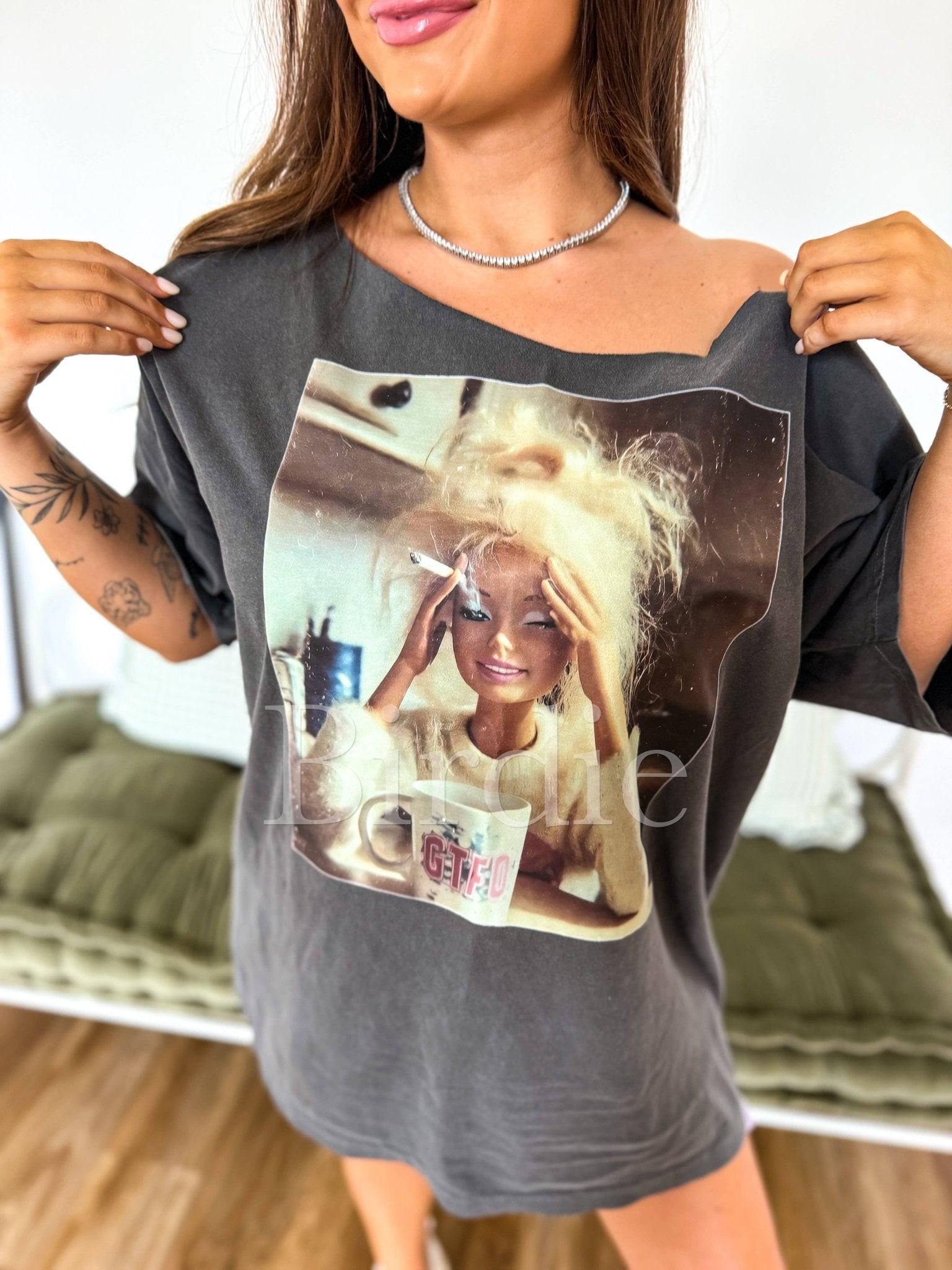 Barbie OFF SHOULDER Graphic Tee on Pepper - UnLaced Boutique