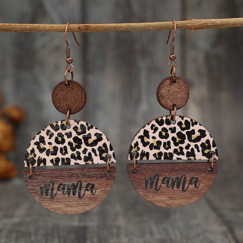 Wooden Leopard Round Shape Earrings - UnLaced Boutique