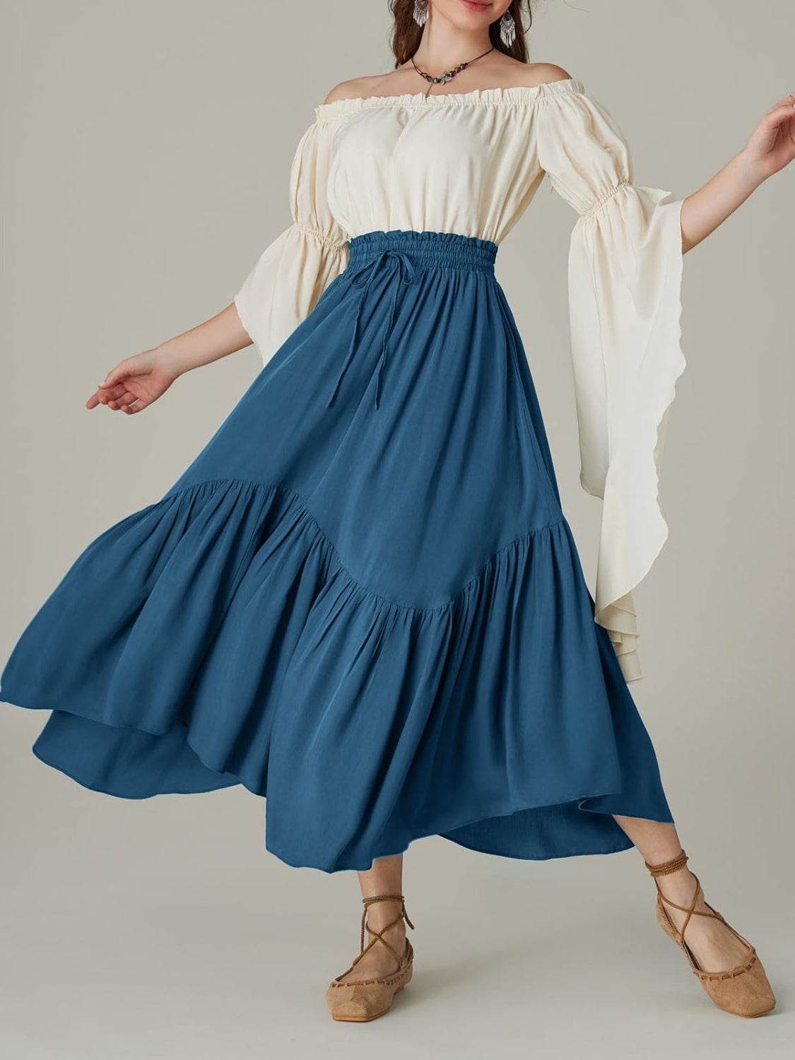 Smocked Waist Band Ruched Layered Skirt - UnLaced Boutique