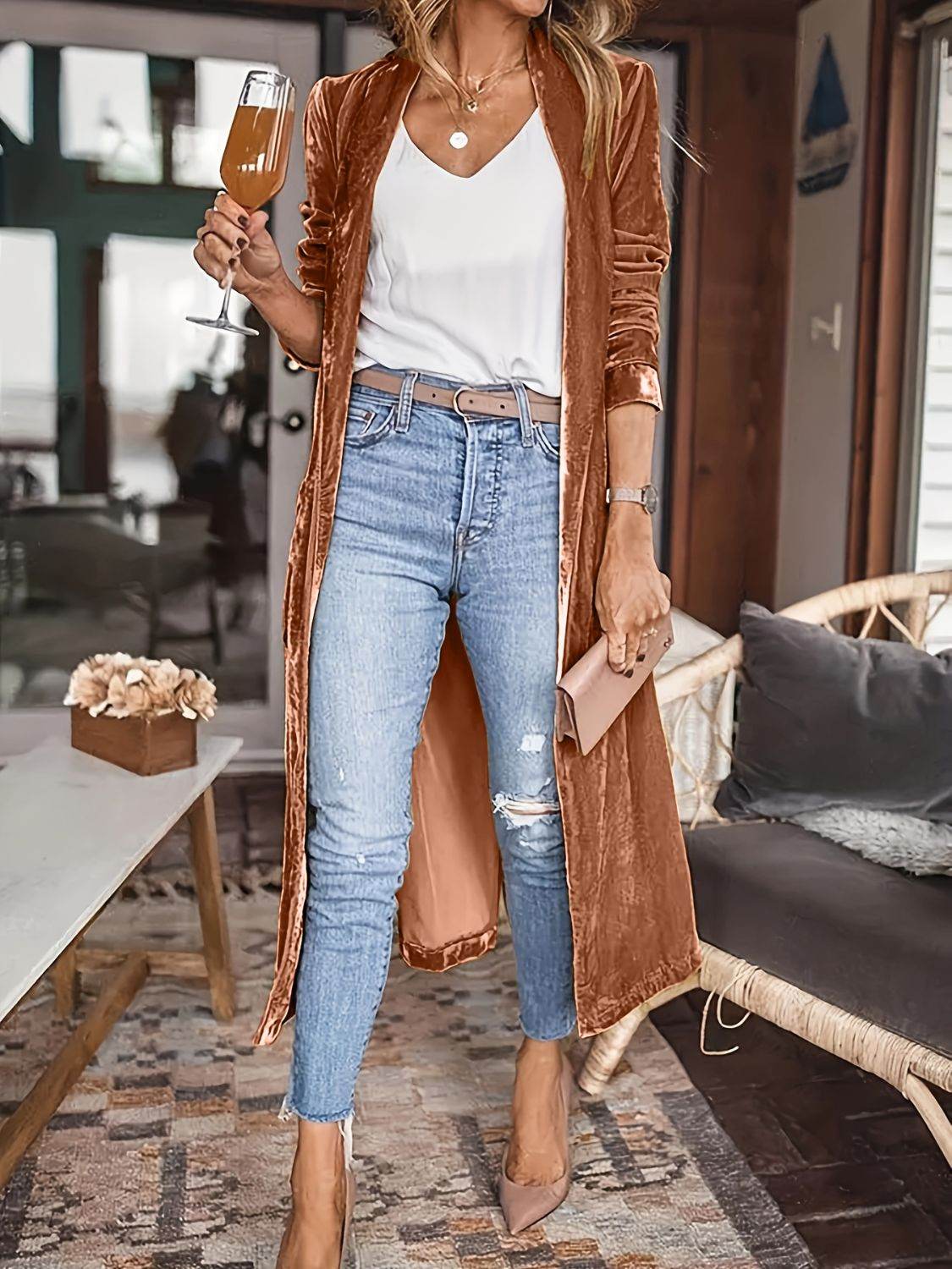 Open Front Long Sleeve Coat - UnLaced Boutique
