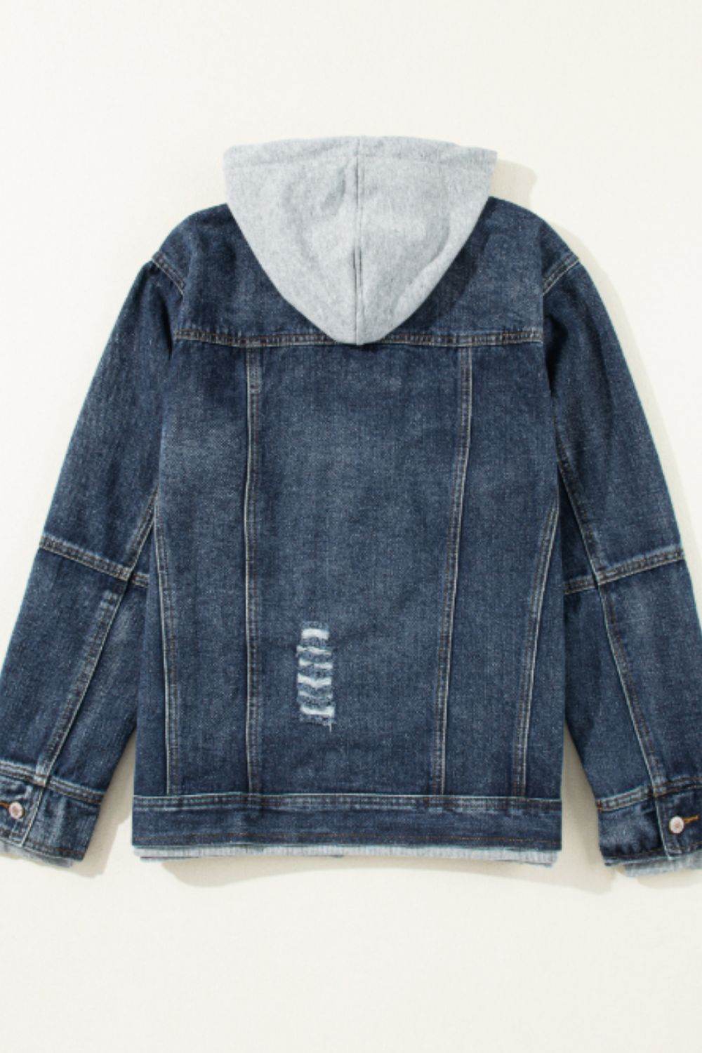 Fake Two-Piece Hooded Zip-Up Denim Jacket - UnLaced Boutique
