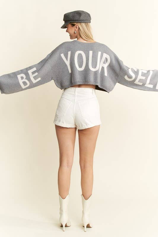 BE YOUR SELF SWEATER CROP TOP - UnLaced Boutique