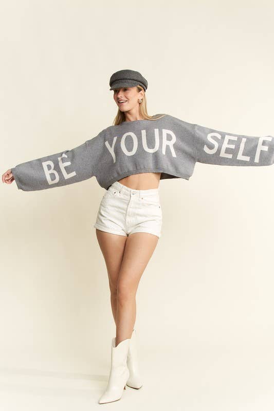 BE YOUR SELF SWEATER CROP TOP - UnLaced Boutique