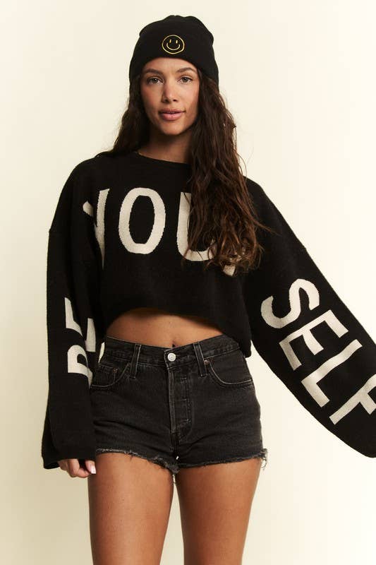 BE YOUR SELF SWEATER CROP TOP - UnLaced Boutique