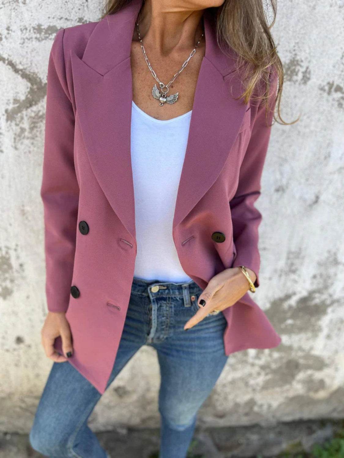 Full Size Collared Neck Long Sleeve Blazer - UnLaced Boutique