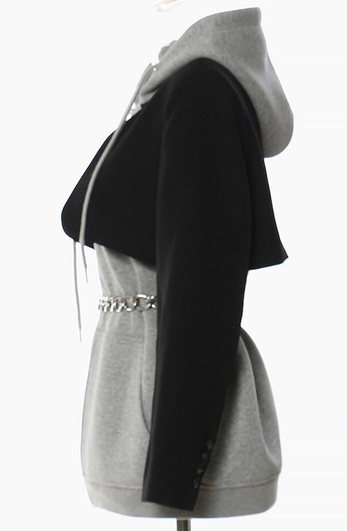 Chic Sweatshirt with Attached Woven Bolero