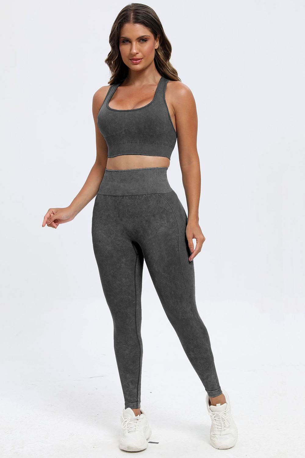 3 Piece Washed Square Neck Wide Strap Active Set - UnLaced Boutique