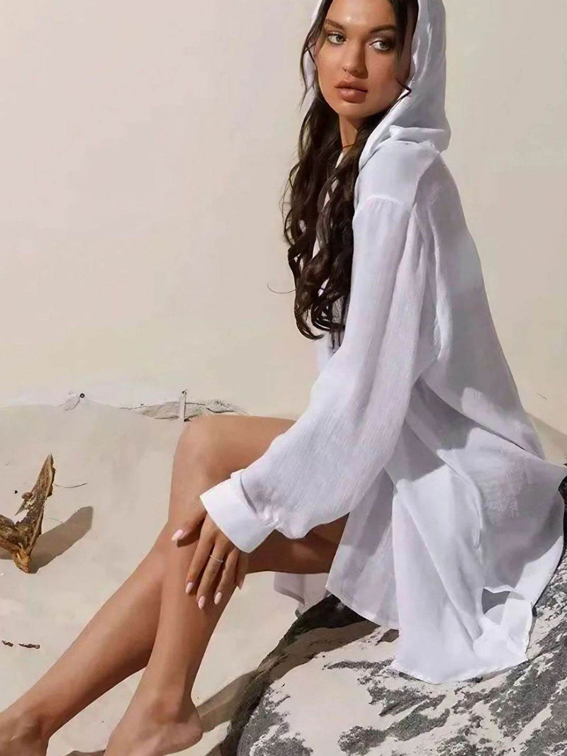 Button Down Hooded Cover-Up - UnLaced Boutique