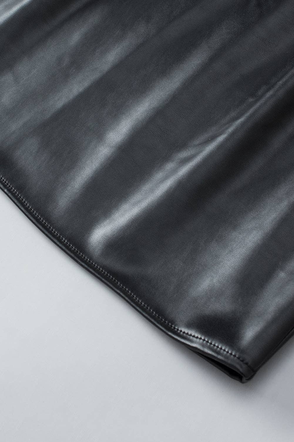 Black Faux Leather Crew Neck Tank Top - UnLaced Boutique