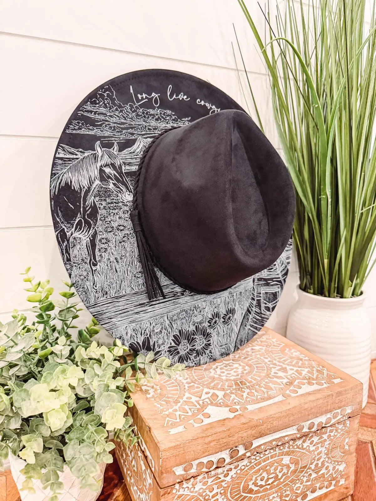Black Floral Print Hat - UnLaced Boutique