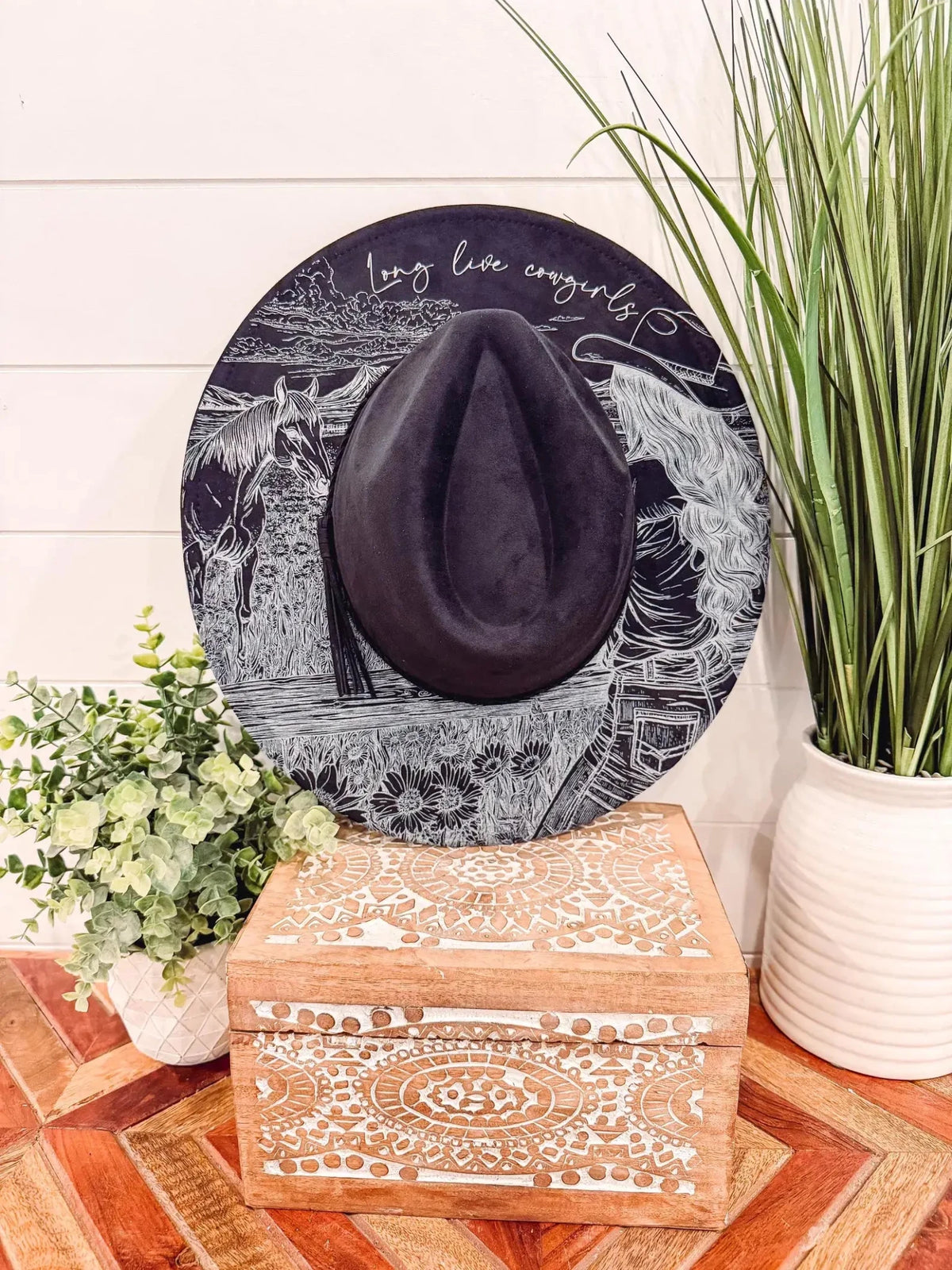 Black Floral Print Hat - UnLaced Boutique