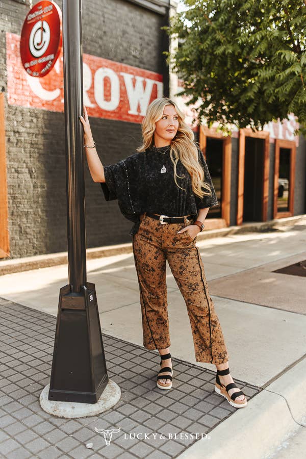 Black Mineral Wash Studded Oversized Boyfriend Tee - UnLaced Boutique