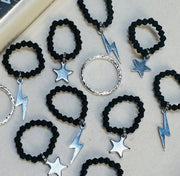 Black & Silver Bandana Stretch Charm - UnLaced Boutique