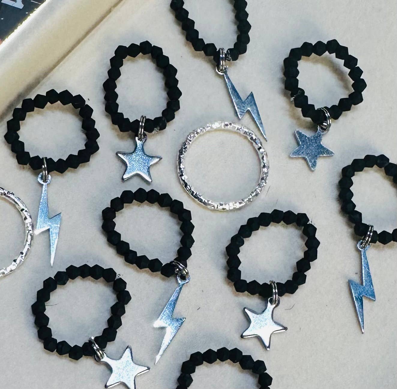 Black & Silver Bandana Stretch Charm - UnLaced Boutique
