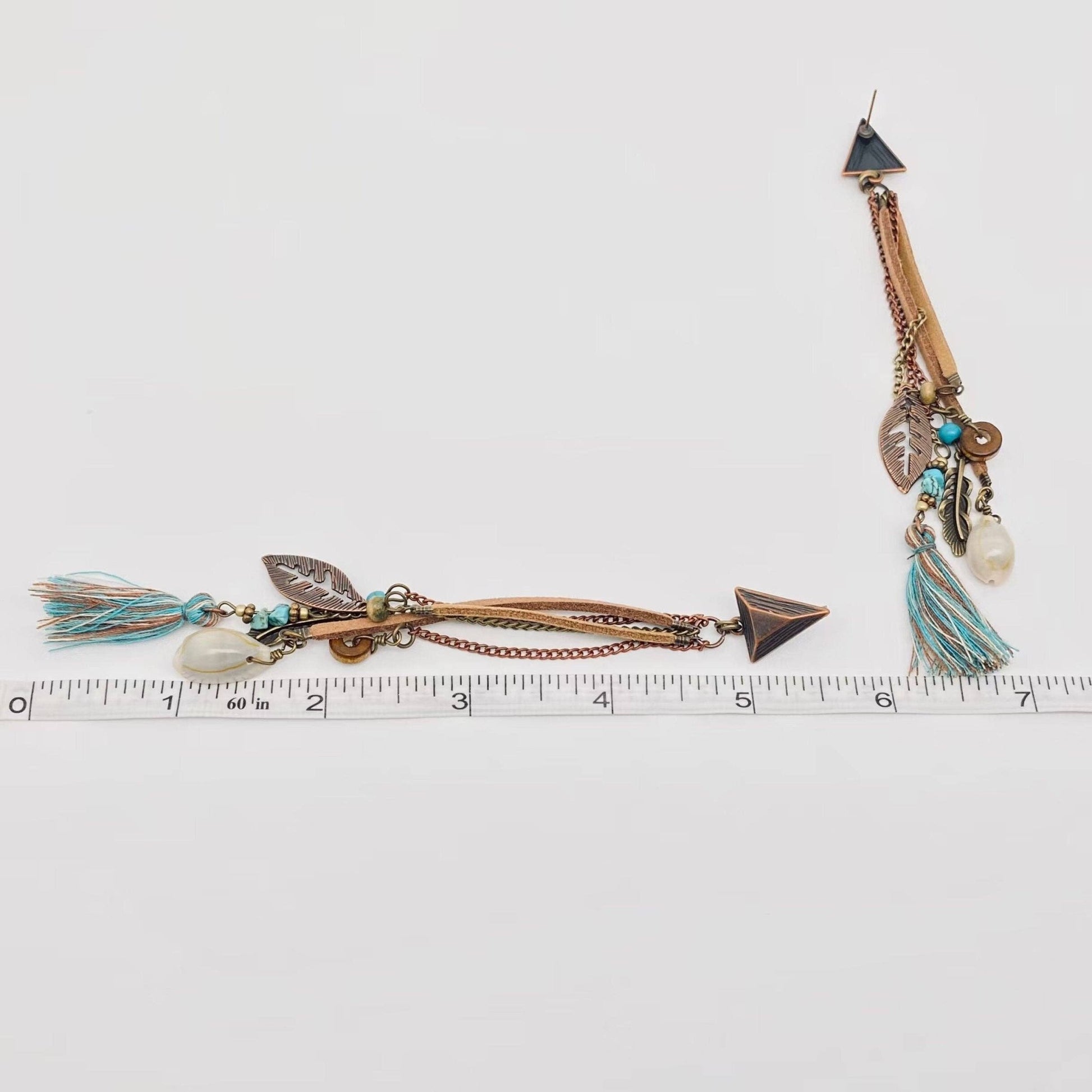Bohemian Chain Tassel Triangle Stud Earrings - UnLaced Boutique