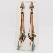 Bohemian Chain Tassel Triangle Stud Earrings - UnLaced Boutique