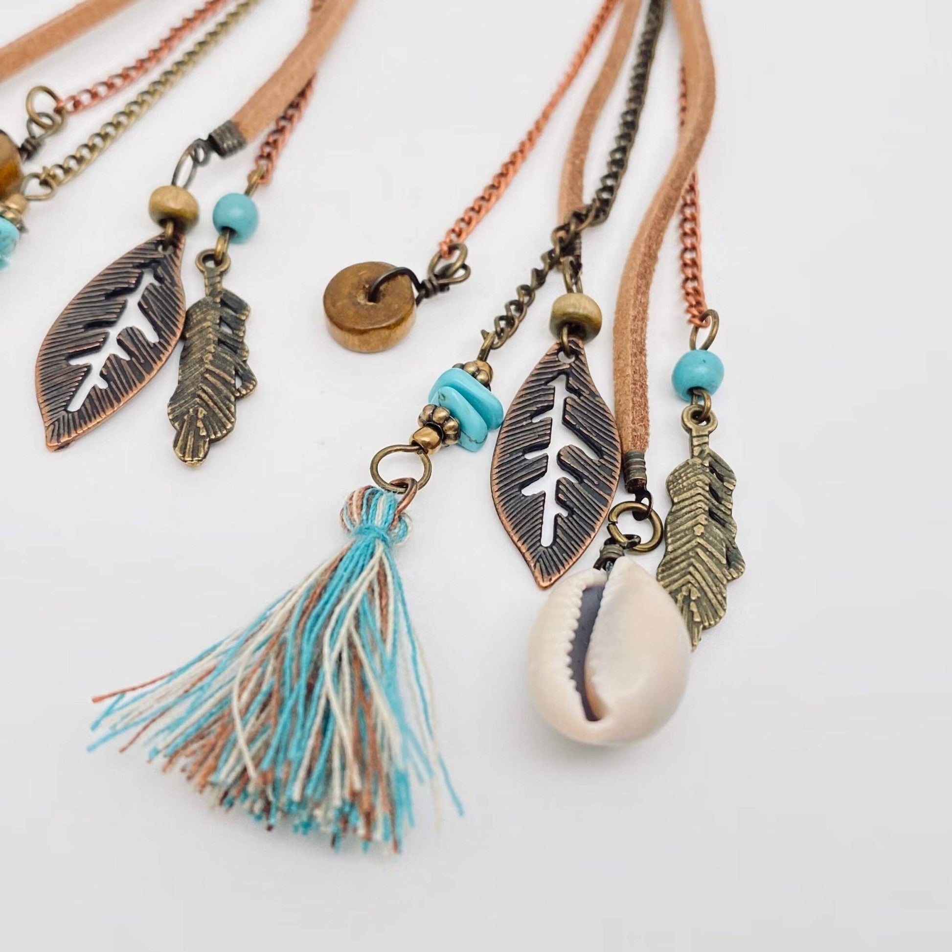 Bohemian Chain Tassel Triangle Stud Earrings - UnLaced Boutique