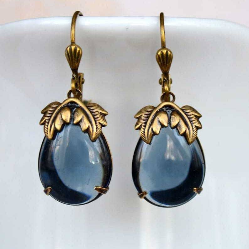 Bohemian Vintage Gemstone Leaf Earrings - UnLaced Boutique