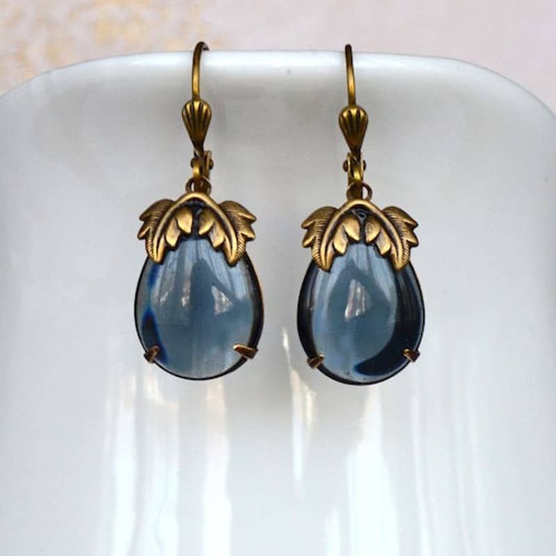 Bohemian Vintage Gemstone Leaf Earrings - UnLaced Boutique