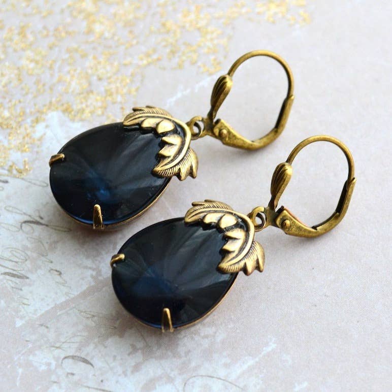 Bohemian Vintage Gemstone Leaf Earrings - UnLaced Boutique