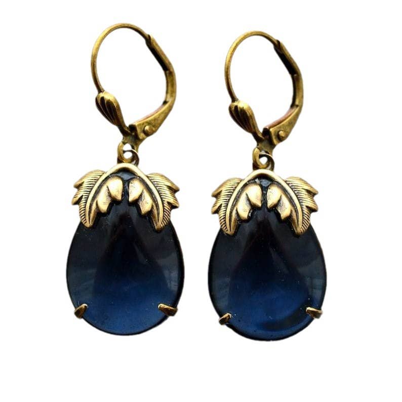 Bohemian Vintage Gemstone Leaf Earrings - UnLaced Boutique