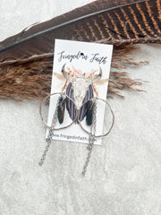 Boho Crystal Hoop Earrings | Tourmaline with Chain  - UnLaced Boutique
