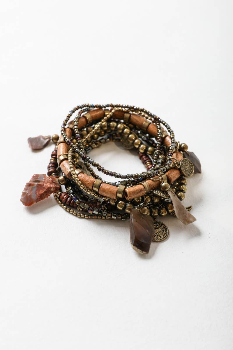Boho Stone and Bead Stack Bracelet - Bestseller! - UnLaced Boutique