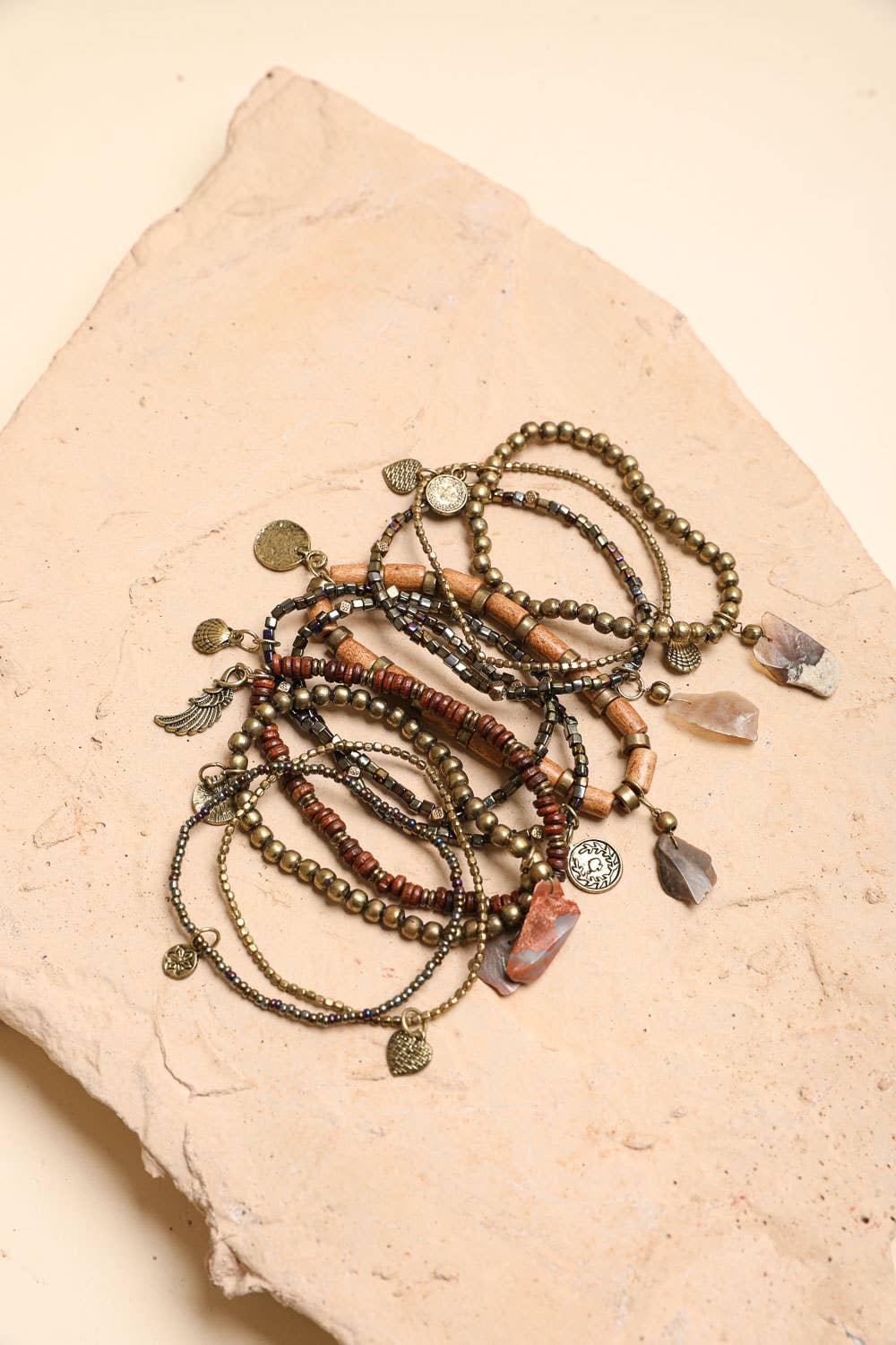 Boho Stone and Bead Stack Bracelet - Bestseller! - UnLaced Boutique