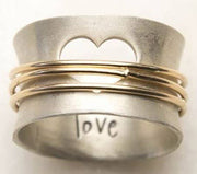 Boho Two - Tone Heart & 'Love' Ring - UnLaced Boutique