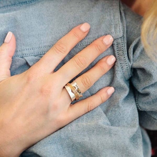 Boho Two - Tone Heart & 'Love' Ring - UnLaced Boutique