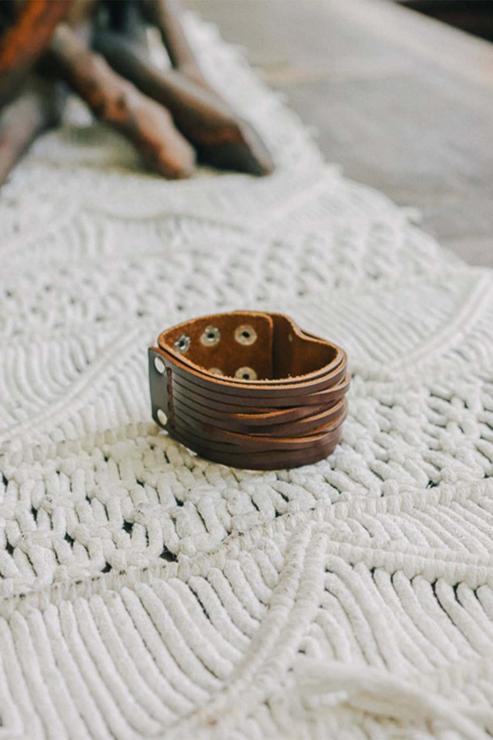 Braided Leather Cuff Bracelet w/ Adjustable Clasp - UnLaced Boutique