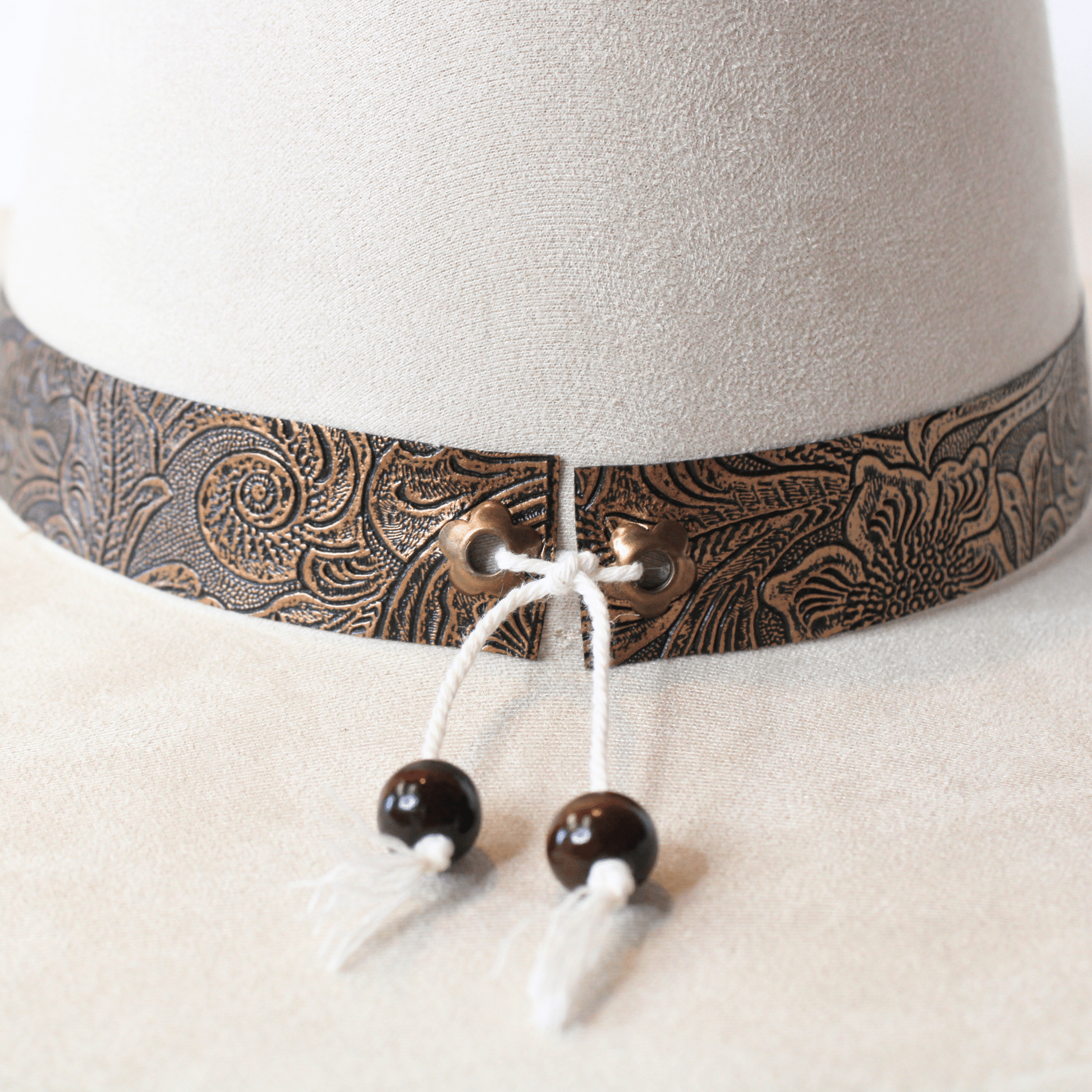 Bronzed Bloom Handmade Vegan Leather Hat Band - UnLaced Boutique