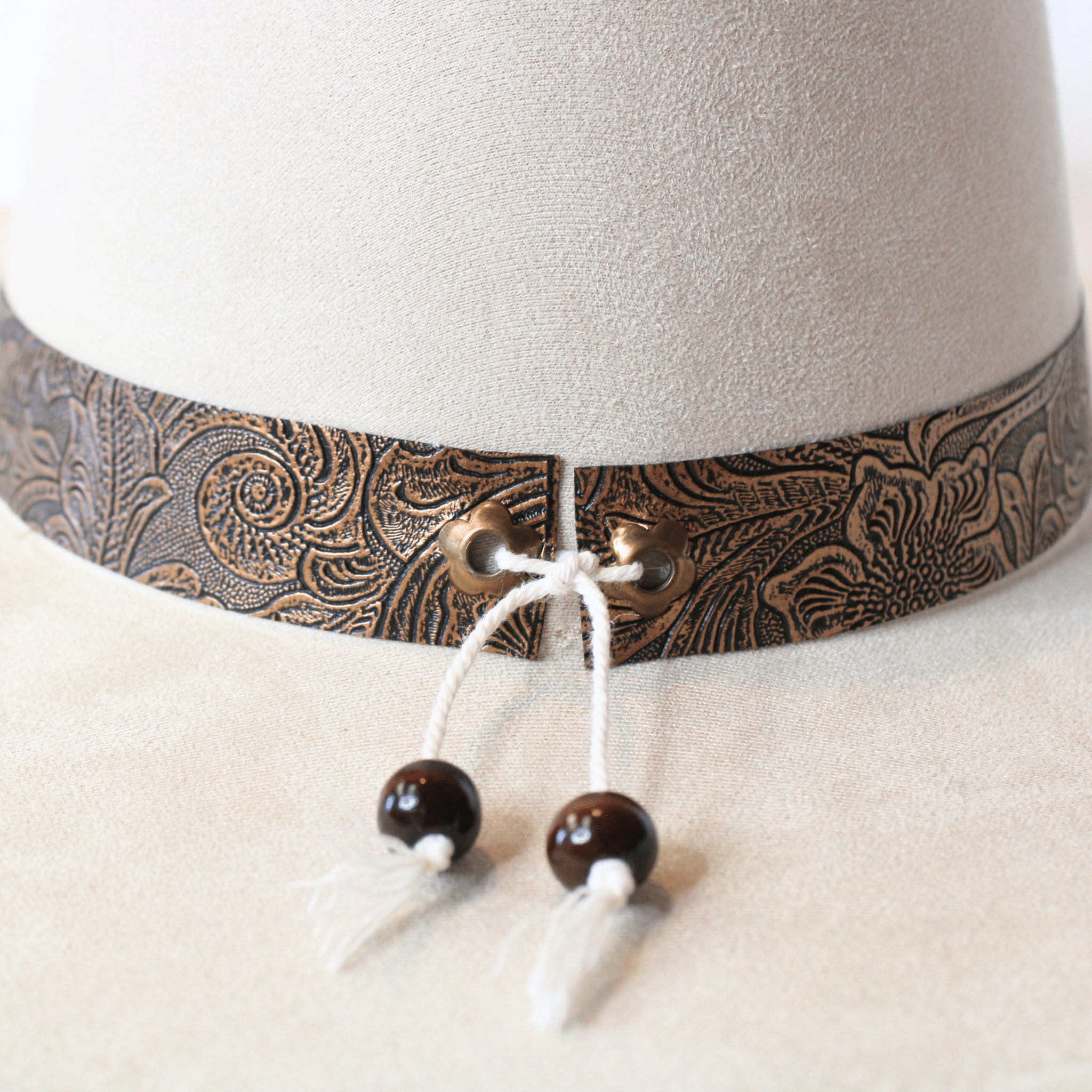 Bronzed Bloom Handmade Vegan Leather Hat Band - UnLaced Boutique