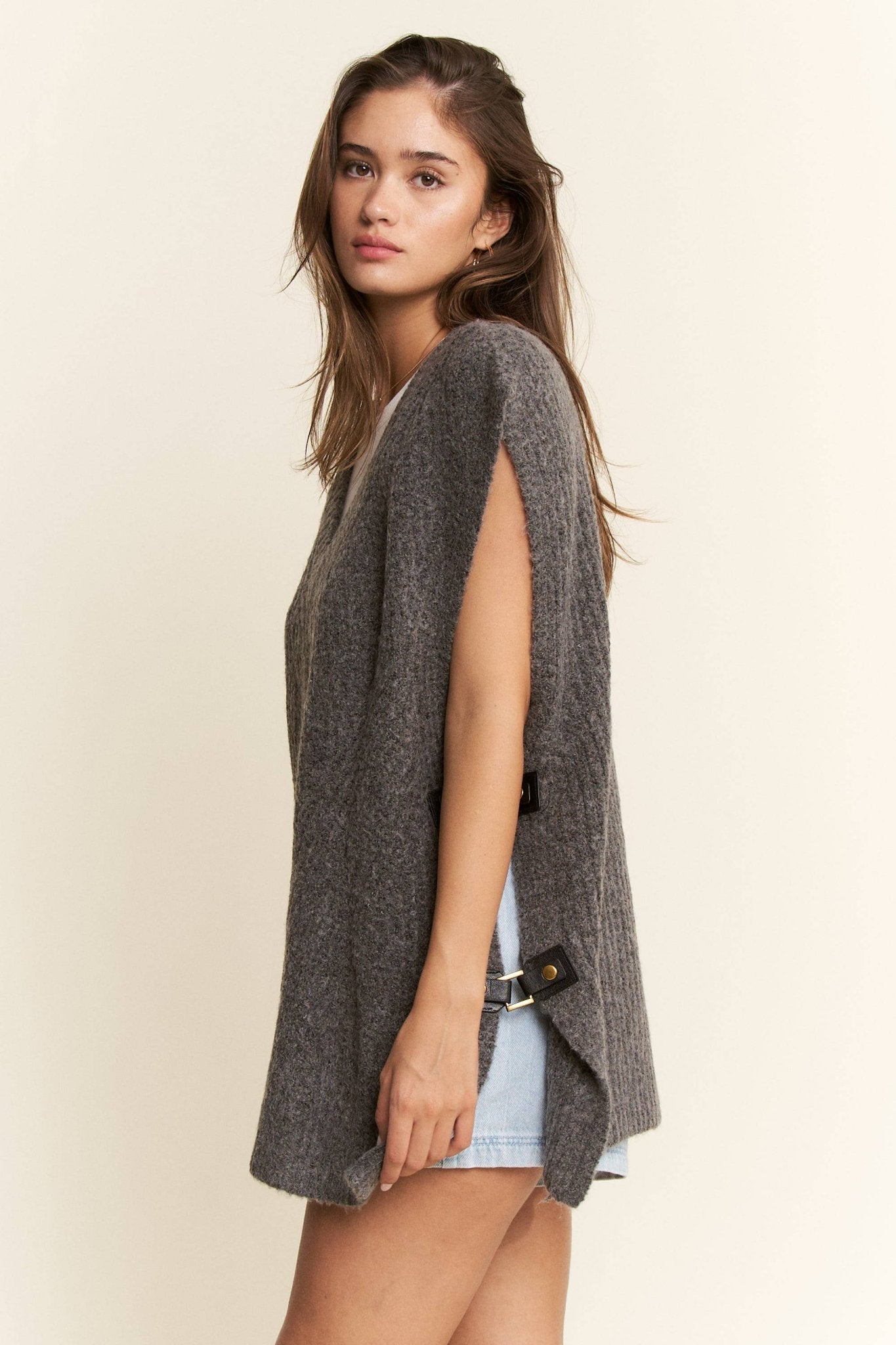 BUCKLED OVERSIZED SWEATER VEST - UnLaced Boutique