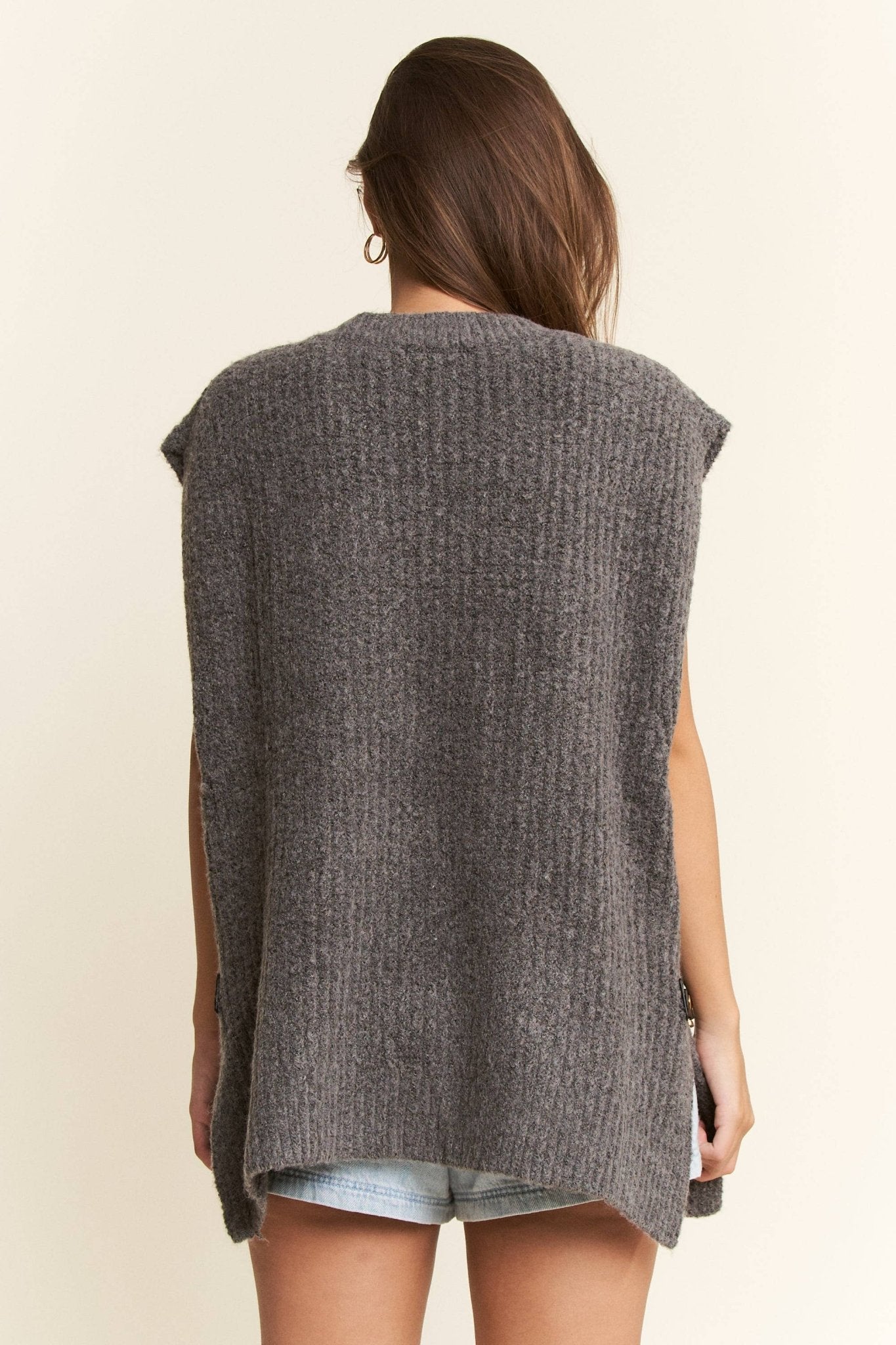 BUCKLED OVERSIZED SWEATER VEST - UnLaced Boutique