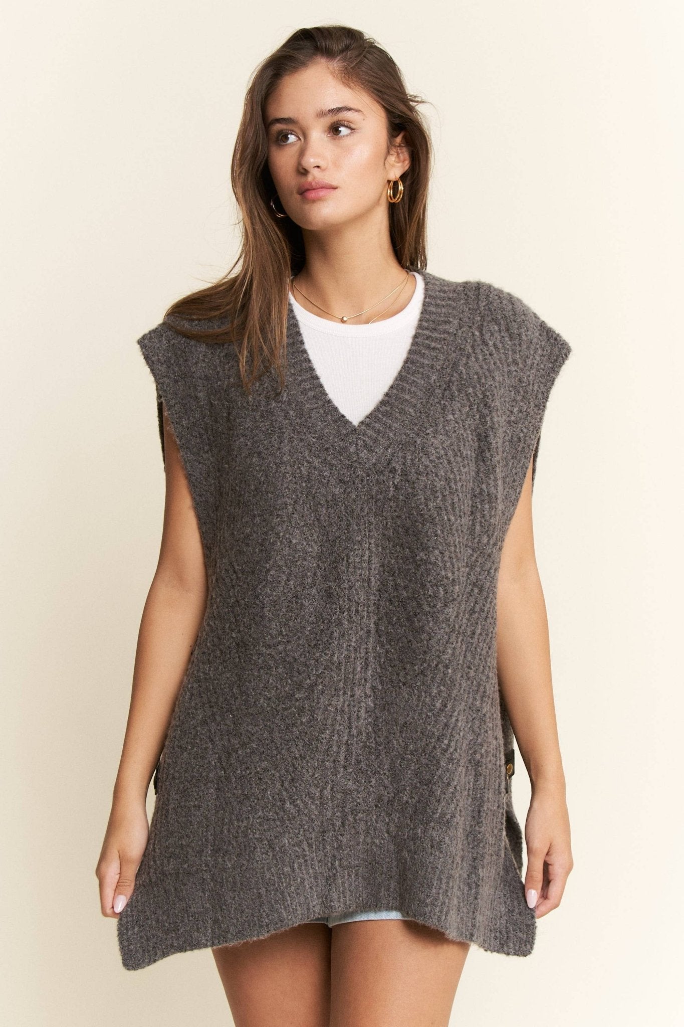 BUCKLED OVERSIZED SWEATER VEST - UnLaced Boutique