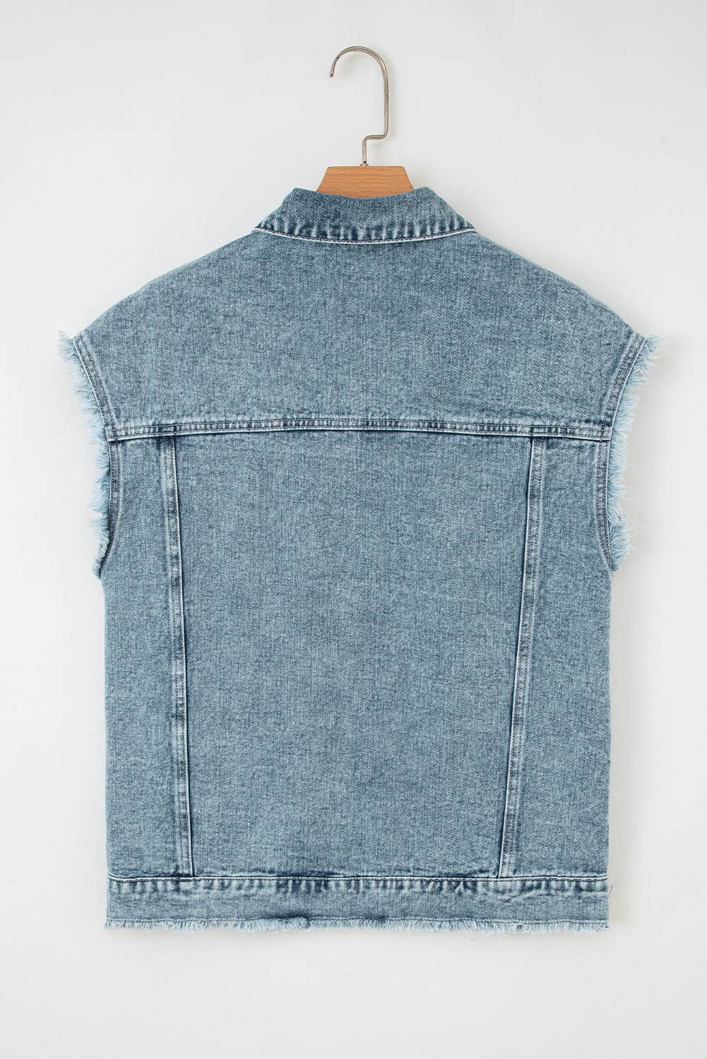Button Flap Pocket Frayed Detail Denim Vest - UnLaced Boutique