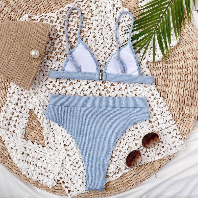 Spaghetti Strap Ribbed Bikini Set - UnLaced Boutique
